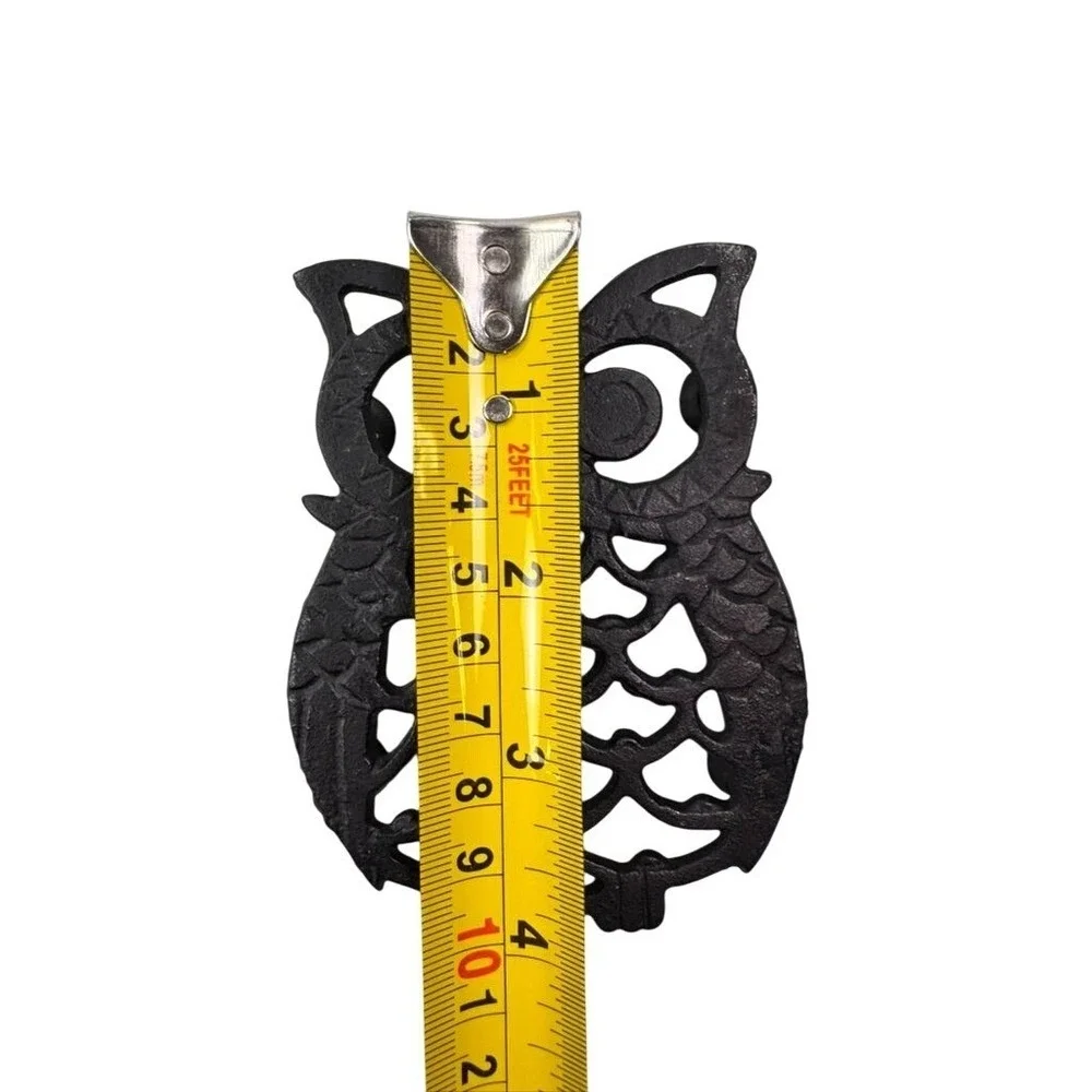 Set‎ of 4 Cast Iron Owl Trivets Black Rustic Kitchen Decor 5.5